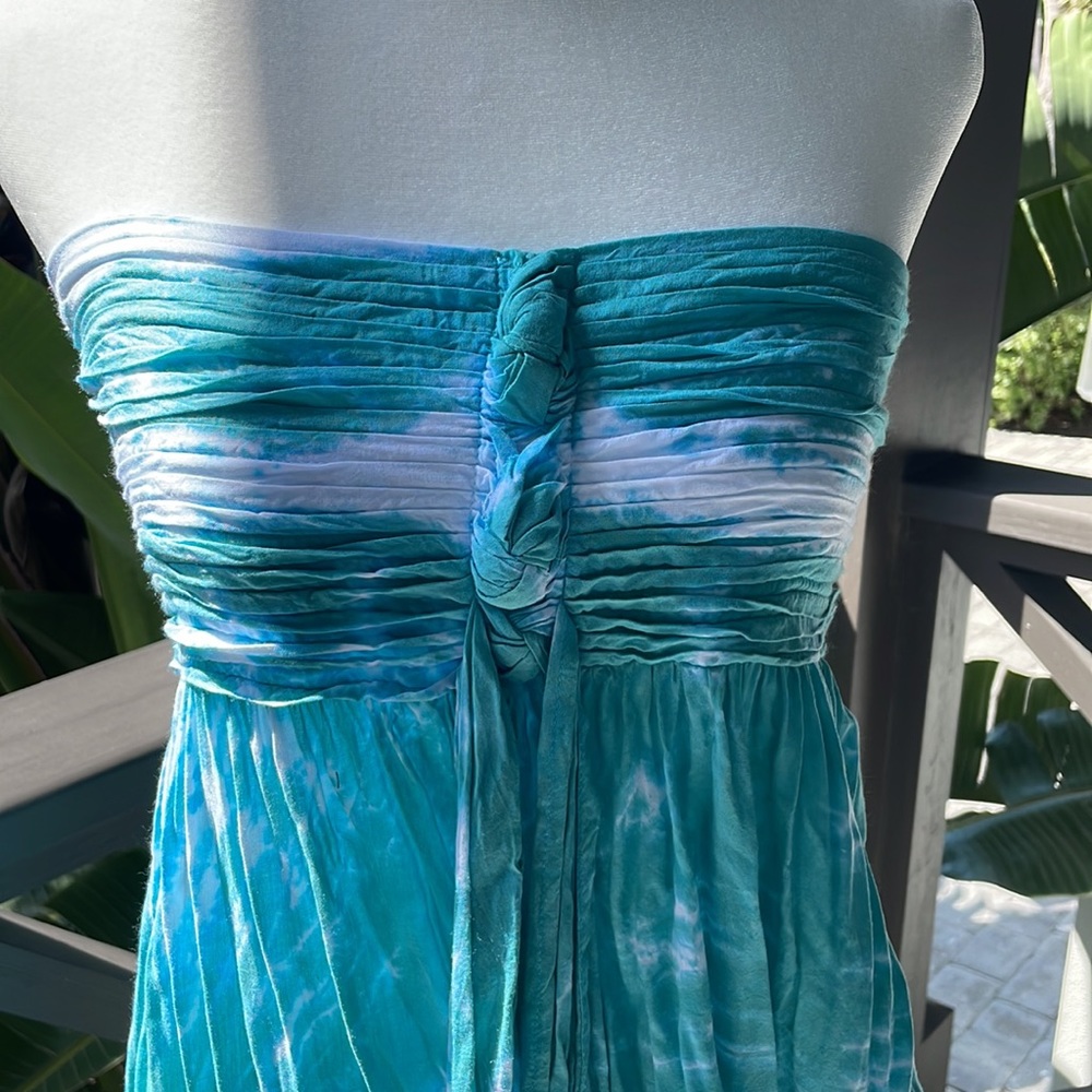 Tie dye strapless maxi